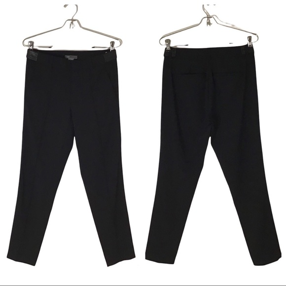 Vince Black Front Stitch Seam Straight Leg Crop Wool Blend Pants - Picture 1 of 16